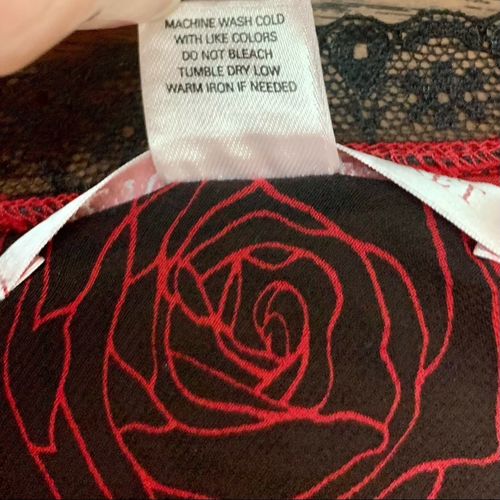 Y2K Open Front VS Black Roses Babydoll Lingerie, Sz S (36) - Picture 9 of 10